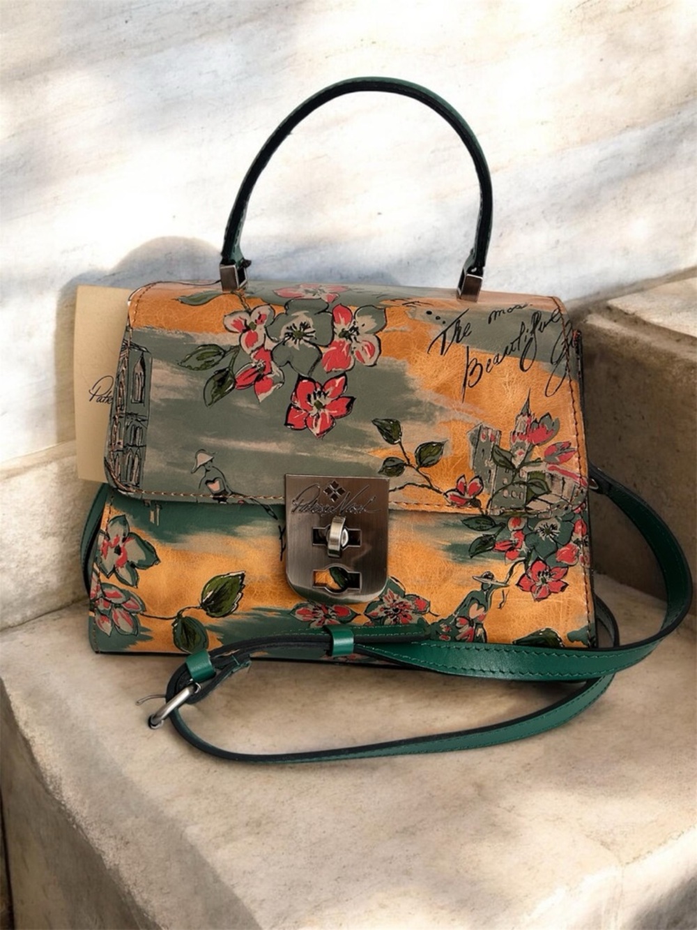 New Patricia Nash Beautiful Girl Collection Floral-Print Leather Satchel Handbag